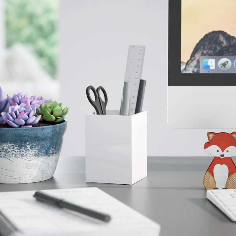 NIUBEE White Acrylic Pen Holder 4 Pack, Desktop Pencil Cup Stationery Organizer for Office Desk Accessory - Image 5